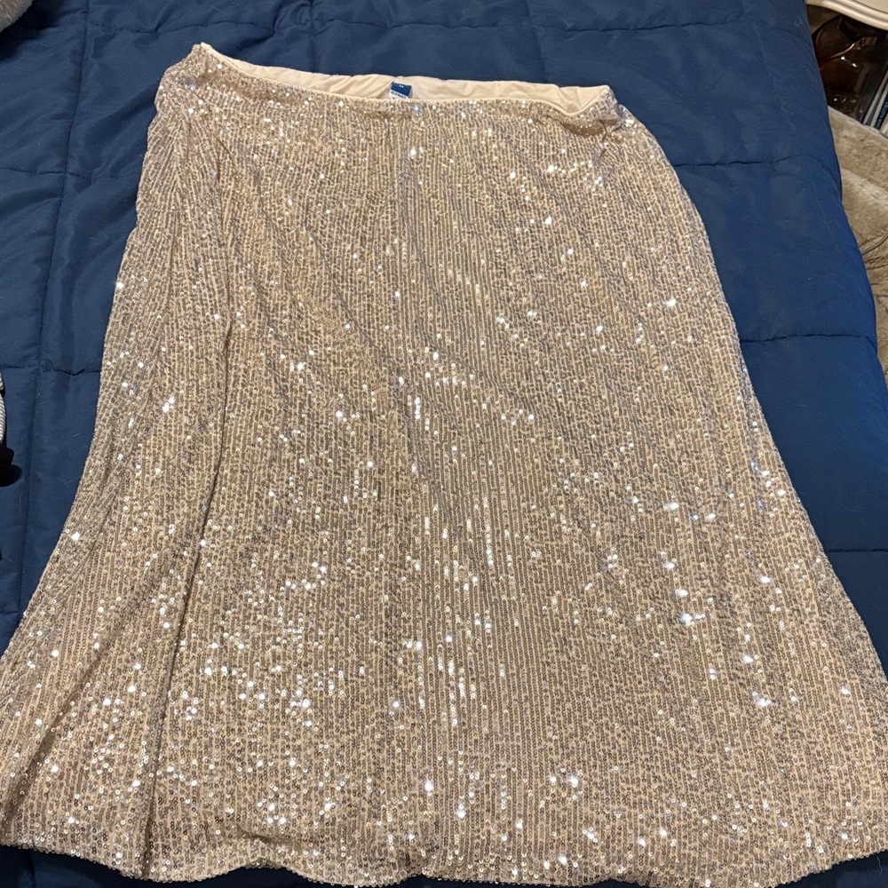 Old Navy Shimmering Gold Sequin Midi Skirt